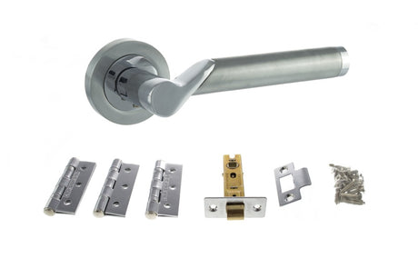 Atlantic Hawaii Dorpac (2.5" Latch, 3"x2" Hingesx3) - Satin Chrome/Polished Chrome - Set