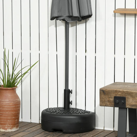 Outsunny Water/Sand Fillable Half Parasol Umbrella Base - Black