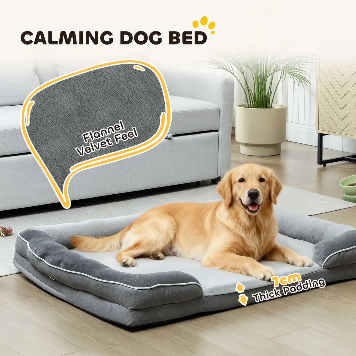 PawHut Dog Sofa Bed, Washable Pet Bed with Removable Cover and Non-Slip Bottom for Small, Medium and Large Dogs, Grey