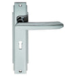 ART DECO LEVER ON BACKPLATE - LOCK 57MM C/C - POLISHED CHROME - 205 x 45mm - PAIR