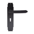 ART DECO LEVER ON BACKPLATE - LOCK 57MM C/C - MATT BLACK - PAIR