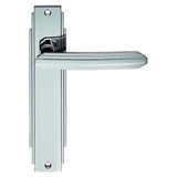 ART DECO LEVER ON BACKPLATE - LATCH - POLISHED CHROME - 205 x 45mm - PAIR