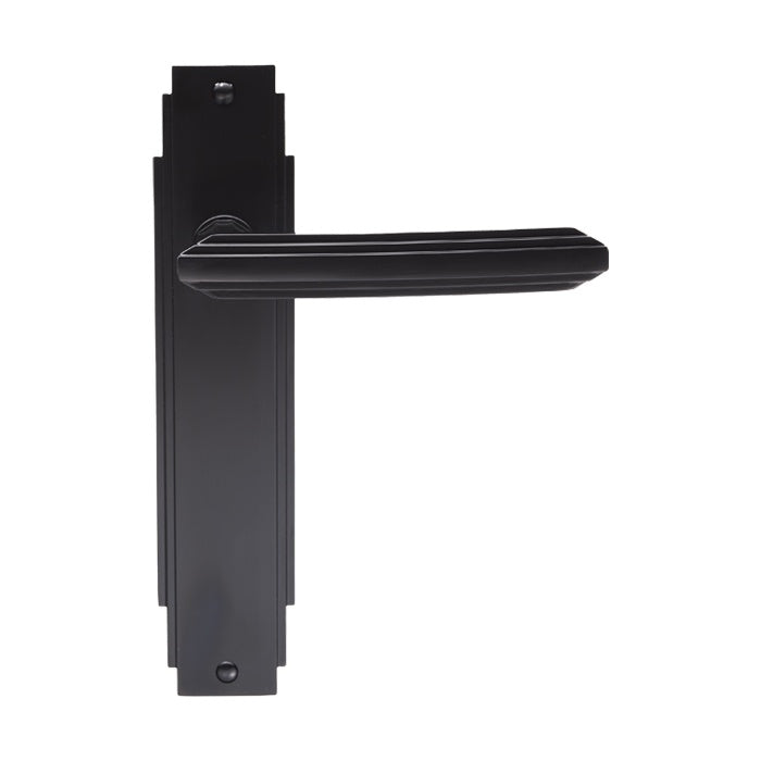 ART DECO LEVER ON BACKPLATE - LATCH - MATT BLACK - PAIR