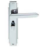 ART DECO LEVER ON BACKPLATE - BATHROOM 57MM C/C - POLISHED CHROME - 205 x 45mm - PAIR