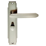 ART DECO LEVER ON BACKPLATE - BATHROOM 57MM C/C - SATIN NICKEL - 205 x 45mm - PAIR