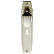 ART DECO KNOB ON BACKPLATE - LOCK 57MM C/C - SATIN NICKEL - 205 x 45mm - PAIR