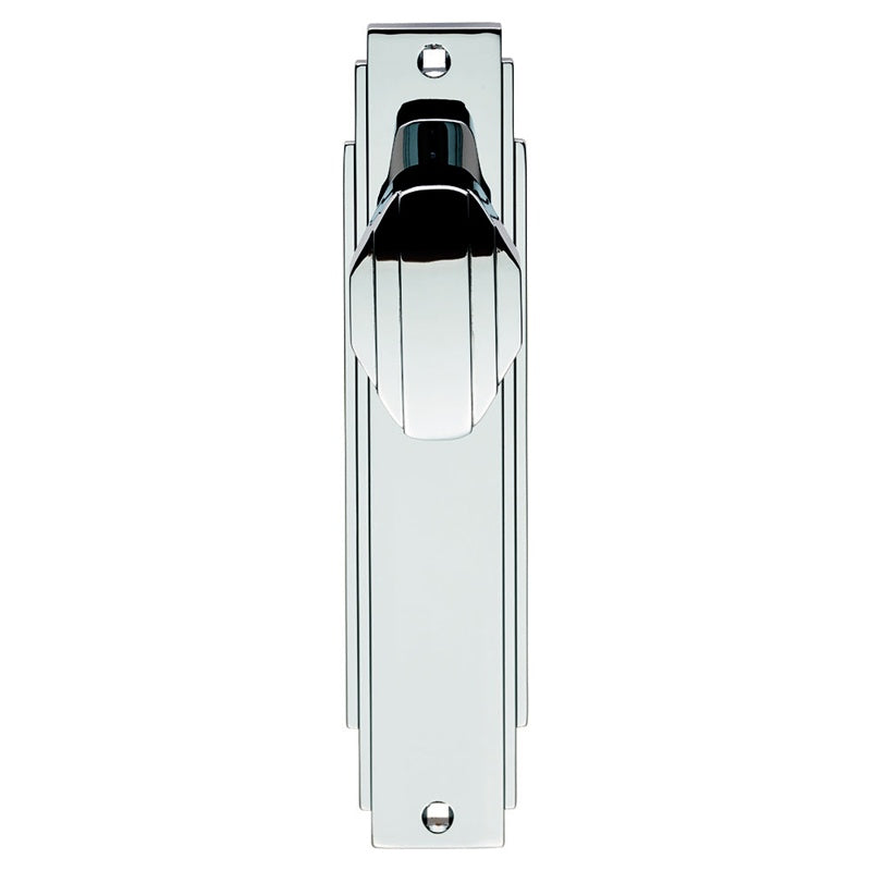 ART DECO KNOB ON BACKPLATE - LATCH - POLISHED CHROME - 205 x 45mm - PAIR