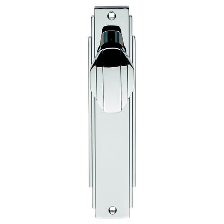 ART DECO KNOB ON BACKPLATE - LATCH - POLISHED CHROME - 205 x 45mm - PAIR