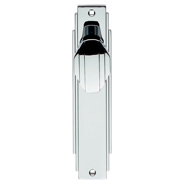 ART DECO KNOB ON BACKPLATE - LATCH - POLISHED CHROME - 205 x 45mm - PAIR