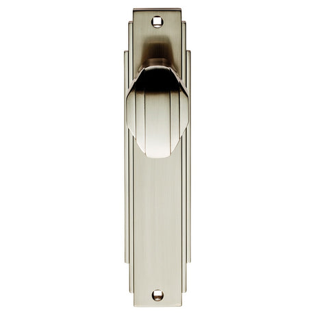 ART DECO KNOB ON BACKPLATE - LATCH - SATIN NICKEL - 205 x 45mm - PAIR