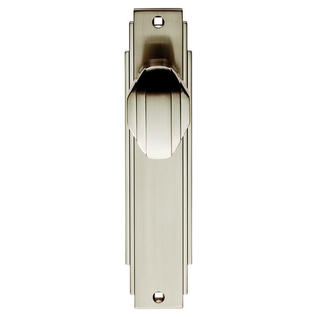 ART DECO KNOB ON BACKPLATE - LATCH - SATIN NICKEL - 205 x 45mm - PAIR