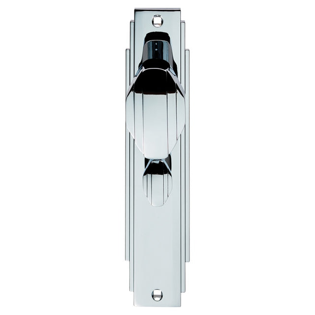 ART DECO KNOB ON BACKPLATE - BATHROOM 57MM C/C - POLISHED CHROME - 205 x 45mm - PAIR
