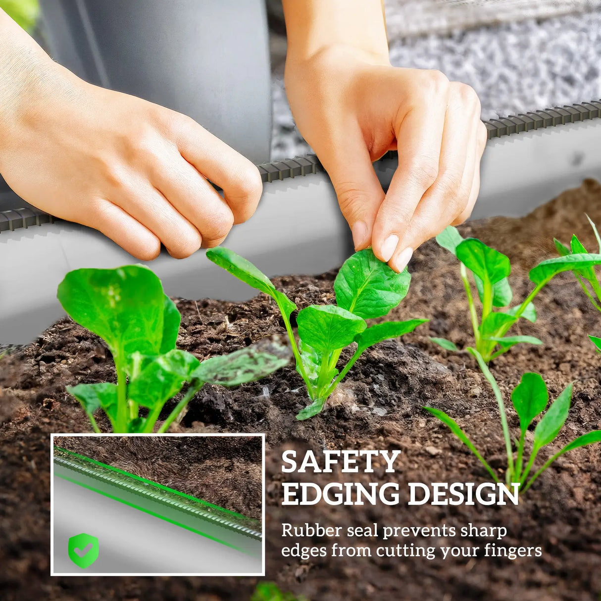 Outsunny Galvanised Raised Garden Bed, Metal Planter Box with Safety Edging, for Flowers, Herbs, Succulents, Silver