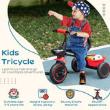 AIYAPLAY Kids Trike for 2-5 Years with Adjustable Seat, Pedal, Baskets, Red