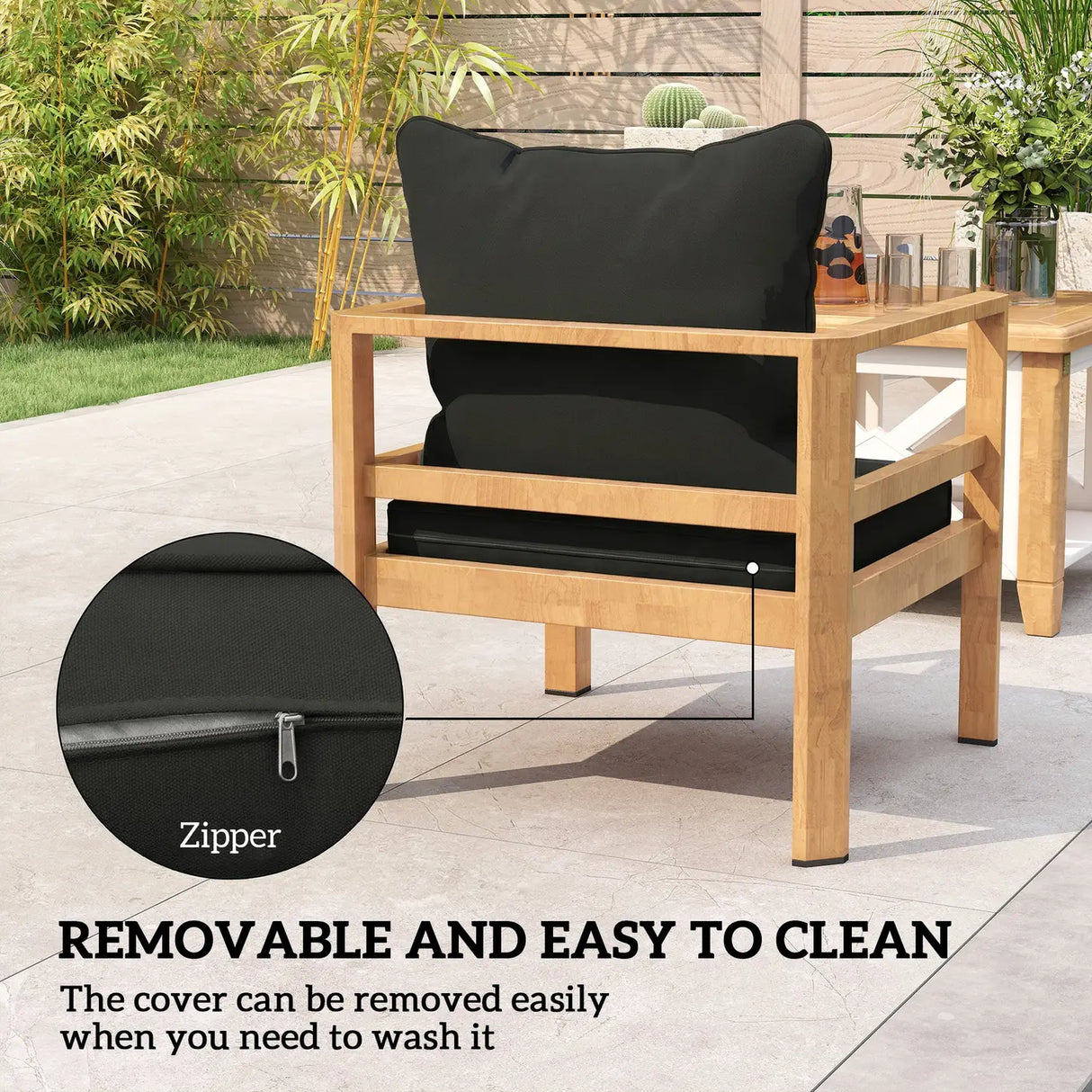 Outsunny Seat and Back Padded Cushion Set, CUSHION ONLY - Black