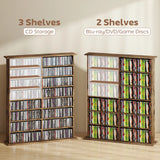 HOMCOM 16-Compartment Media Shelf - Rustic Brown