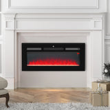 HOMCOM 102cm/40" Electric Fireplace, 2000W Recessed and Wall Mounted Electric Fire with Remote Control, 9 Flame Colour and Crystal, Black