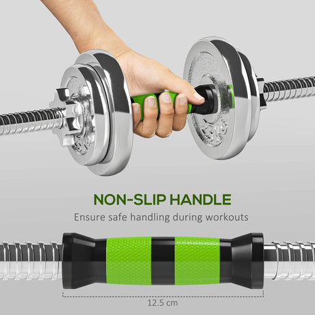 SPORTNOW 20kg 2-in-1 Barbell and Dumbbell Set, with Non-Slip Handle, for Weight Lifting, Training Home Gym