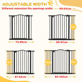 PawHut Metal 74-100cm Adjustable Pet Gate Safety Barrier w/ Auto-Close Door Black