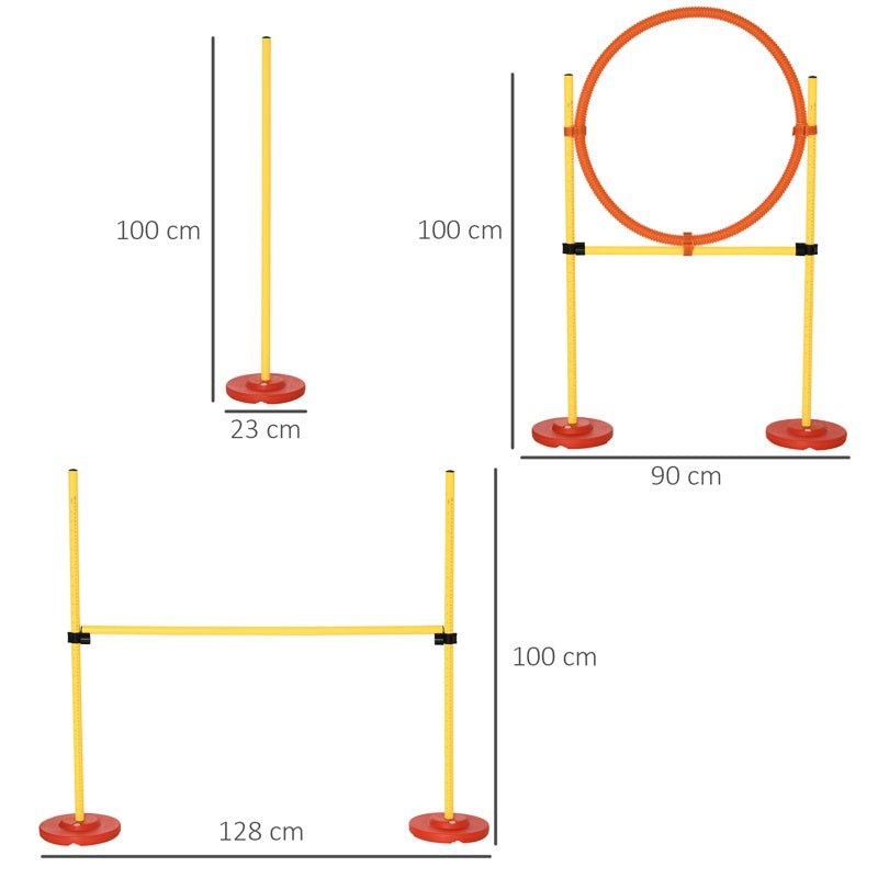 PawHut Dog Agility Equipment Training Portable Obstacle for Pet w/Adjustable Hurdles, Jumping Ring, Weave Poles