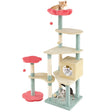 Multi-Level Aesthetic Floral Kitten Tower with Condo and Perch-Red