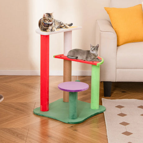 69CM Cute Cat Tree Multi-Level Cat Tower Aesthetic Fruit Shaped with Fruit-Shaped Platforms