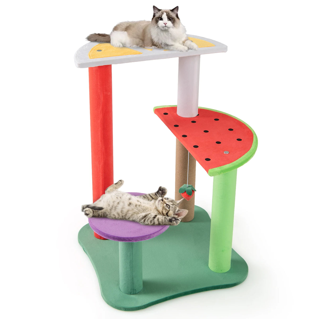 69CM Cute Cat Tree Multi-Level Cat Tower Aesthetic Fruit Shaped with Fruit-Shaped Platforms