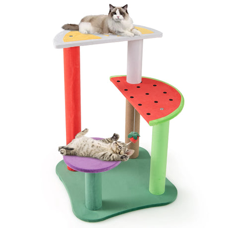 69CM Cute Cat Tree Multi-Level Cat Tower Aesthetic Fruit Shaped with Fruit-Shaped Platforms