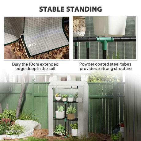 Outsunny 40 x 100cm Three Shelf Steel Frame Greenhouse - White