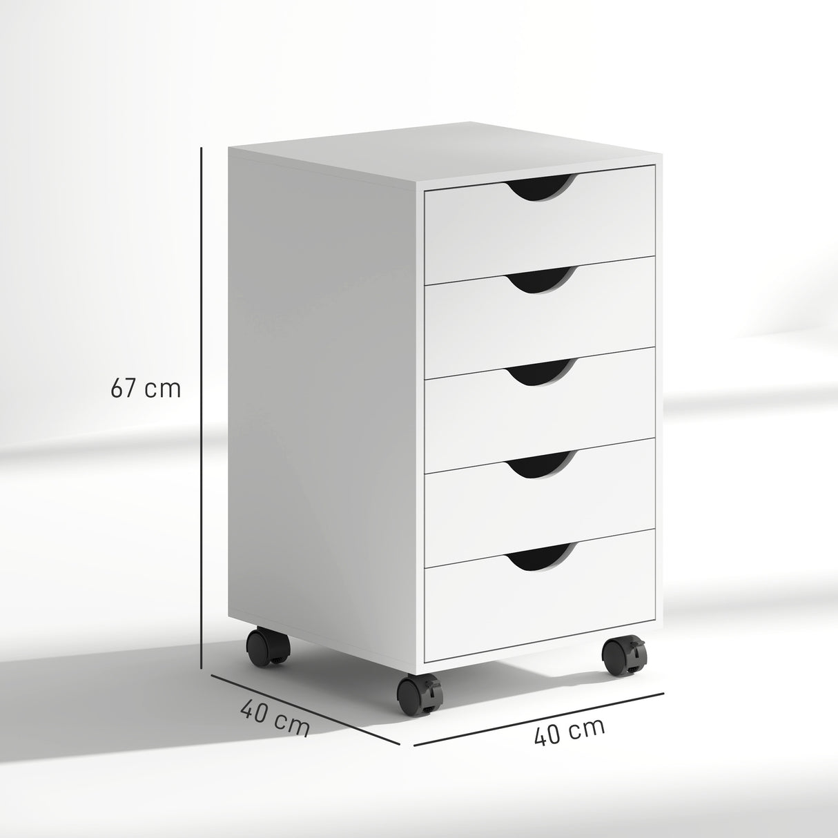 HOMCOM Five-Drawer Filing Cabinet - White