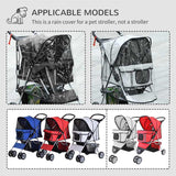 PawHut Pet Travel Stroller with Rain Cover, 4 Wheels Foldable Travel Carriage with Wheels Zipper Entry Cup Holder Storage Basket Black