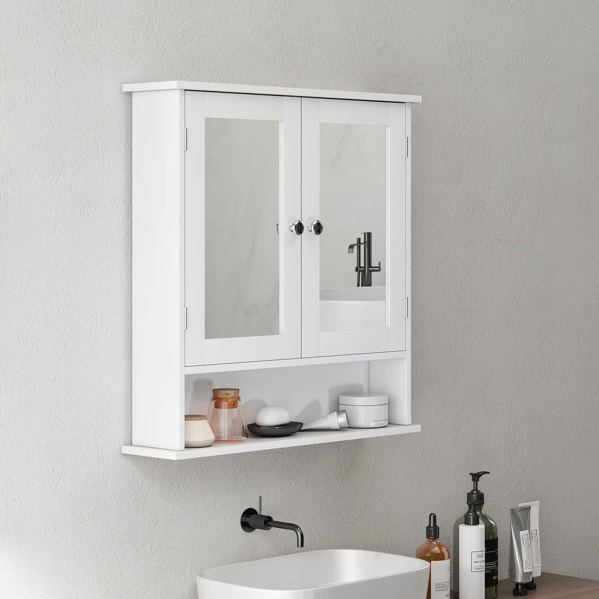 kleankin Bathroom Wall Storage Cabinet - White