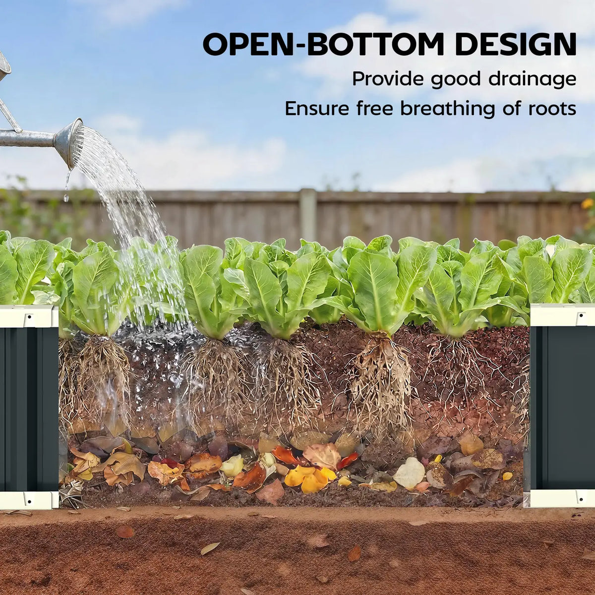 Outsunny Galvanised Raised Garden Bed, 5 x 2 x 1 ft Metal Planter with Gloves and Folded Edging, Dark Grey