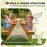 AIYAPLAY Kids Picnic Table for Outdoor Wooden Table & Bench Set with Integrated Benches Natural Wood