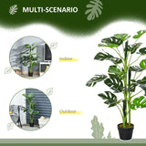 Outsunny 100cm/3.3FT Artificial Monstera Tree Decorative Cheese Plant 21 Leaves with Nursery Pot, Fake Tropical Palm Tree for Indoor Outdoor Dcor, Set of 2
