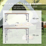 Outsunny 3ft Folding Camping Table Height Adjustable Aluminium Outdoor Garden Party Picnic BBQ Trestle Table Field Kitchen