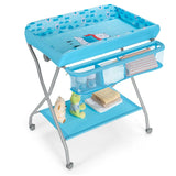 Baby Changing Table with Safety Belt and 4-side Defence-Blue