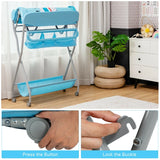 Baby Changing Table with Safety Belt and 4-side Defence-Blue