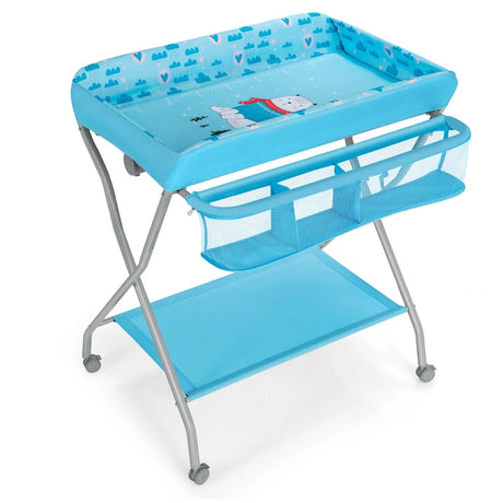 Baby Changing Table with Safety Belt and 4-side Defence-Blue