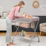 Baby Changing Table with Safety Belt and 4-side Defence-Gray