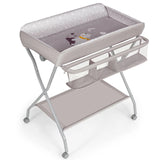 Baby Changing Table with Safety Belt and 4-side Defence-Gray
