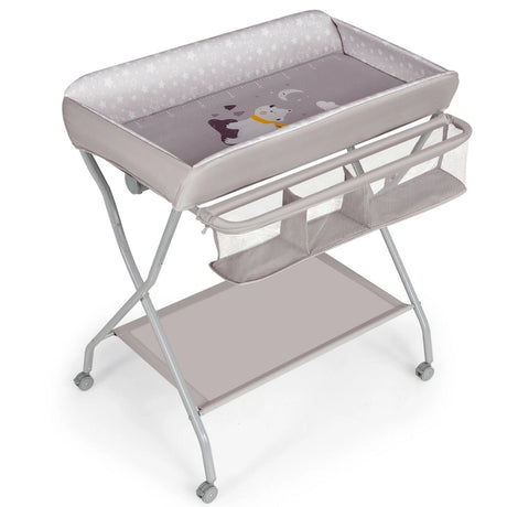 Baby Changing Table with Safety Belt and 4-side Defence-Gray