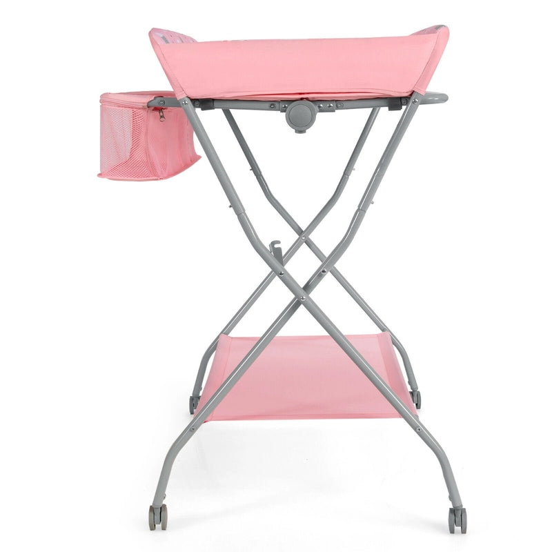 Baby Changing Table with Safety Belt and 4-side Defence-Pink