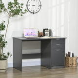 HOMCOM Computer Desk with Drawers, High Gloss Home Office Desk with Storage Cabinet, Study Workstation, 120 x 60cm, Grey