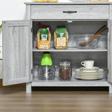 HOMCOM Farmhouse Barn Door Sideboard Storage Cabinet Coffee Bar for LIVING Room  Grey Grain