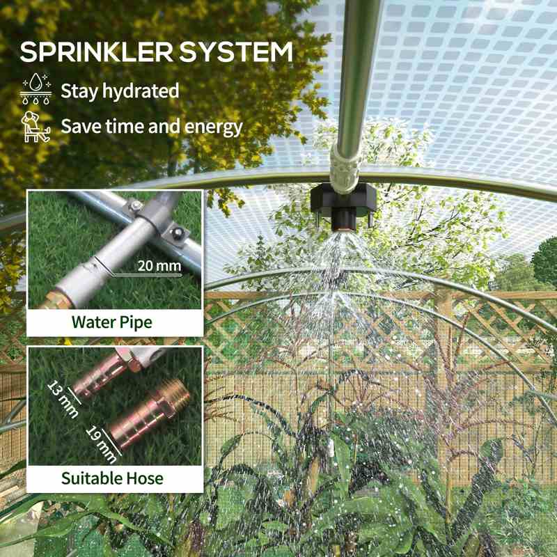 Outsunny Sprinkler System Polytunnel Greenhouse, 3 x 2m, Green