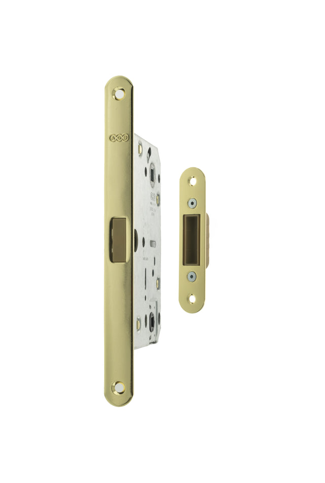 AGB Polaris 2XT Magnetic Bathroom Lock 60mm backset - Polished Brass - Each