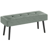 HOMCOM End of Bed Bench, Corduroy Bedroom Bench with Thick Padding and Steel Legs, Tufted Window Seat for Entryway, Living Room, Green