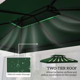 Outsunny Gazebo Roof Replacement, for 3 x 4m Frames - Green