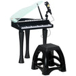 AIYAPLAY 32-Key Kids Piano Keyboard, with Stool, Lights, Microphone, Sounds, Removable Legs - Black